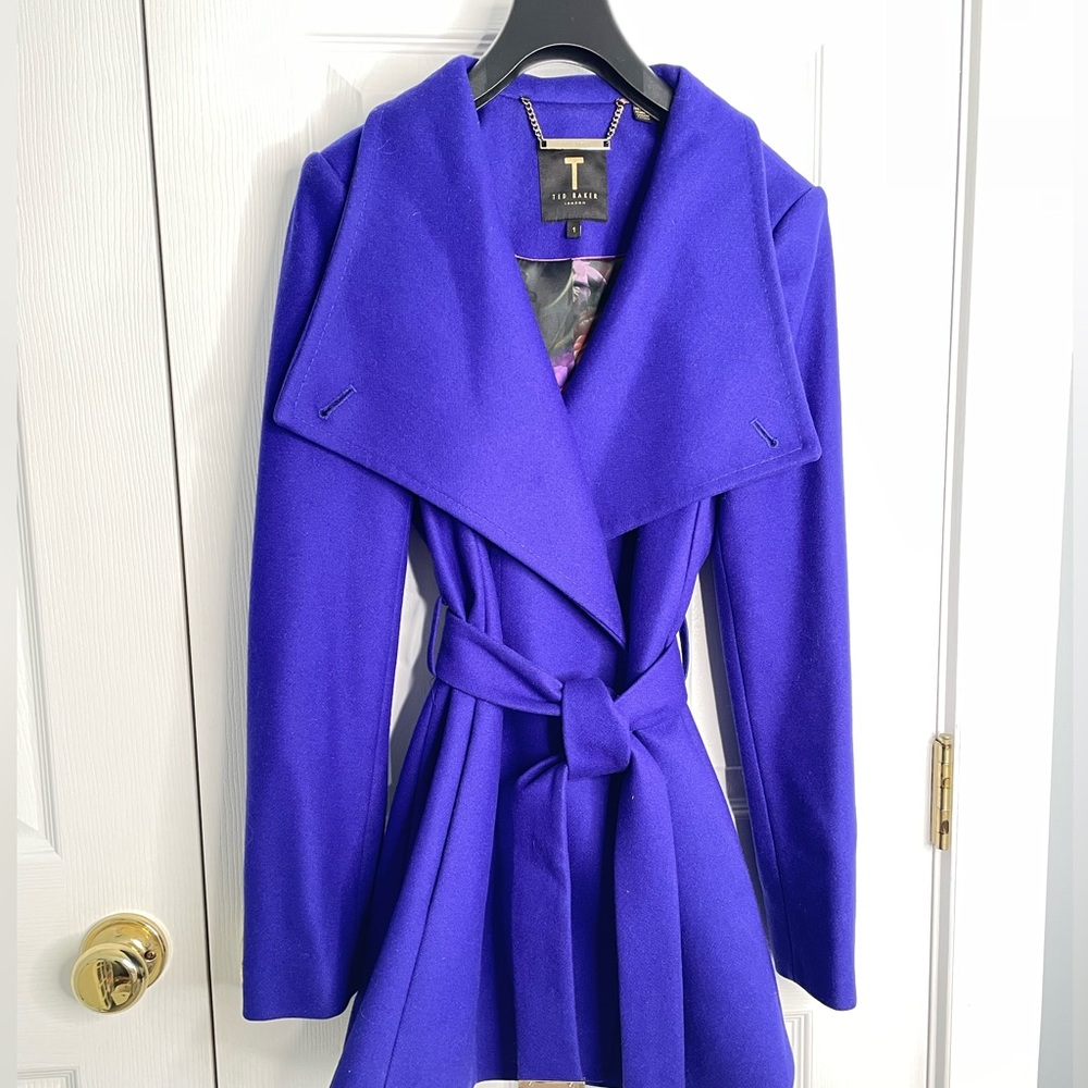 Ted Baker “Sandra” Short Wool & Cashmere Wrap Coat Size 1